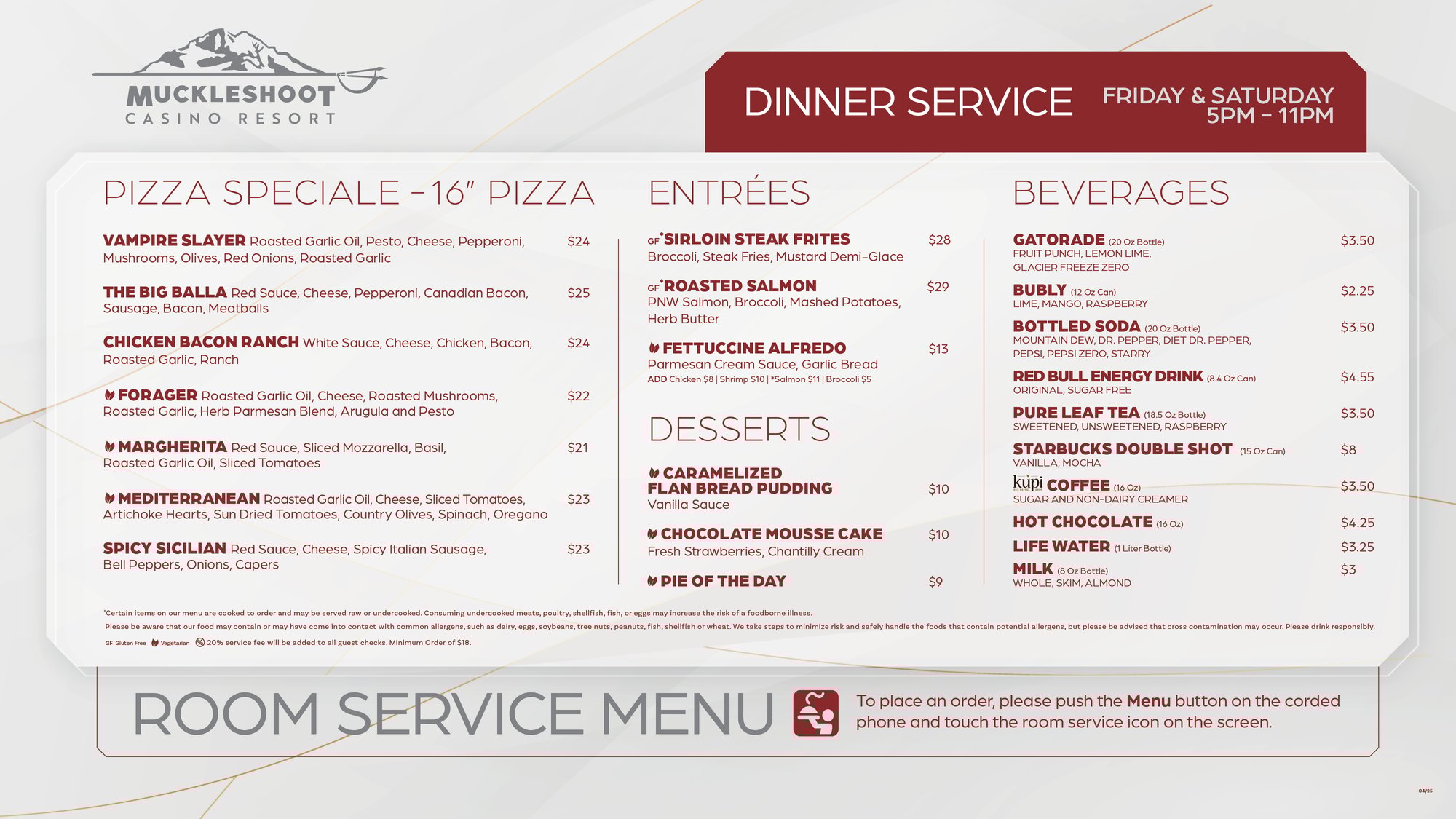 Room Service - Dinner Page 2